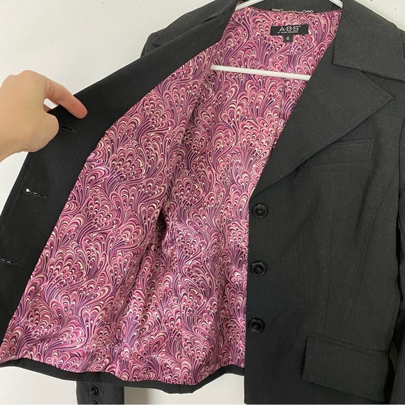 ABS Allen Schwartz Blazer Jacket Womens Size 6 Small Dark Gray Business Wear - Picture 8 of 11